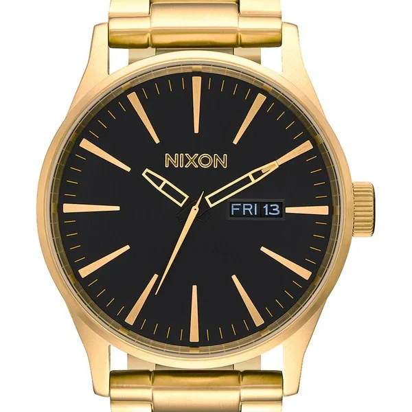 sentry black dial gold-tone men's watch a356-510