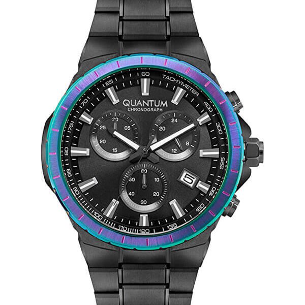 Black dial metal strap men's watch hng813.650