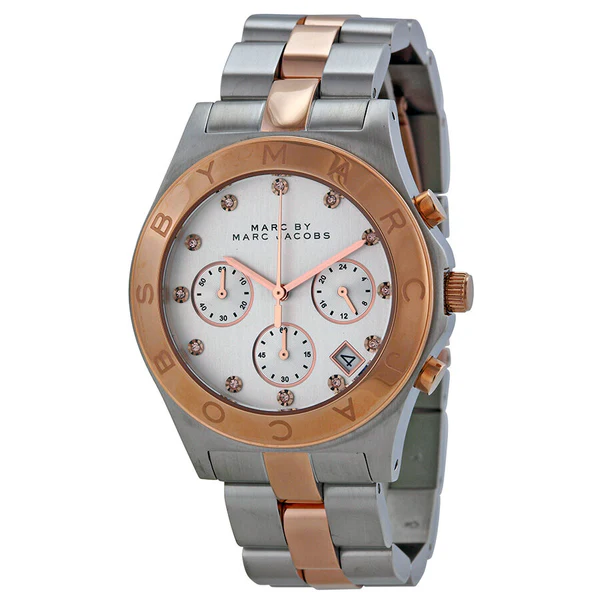 Chronograph silver dial two-tone ladies watch mbm3178