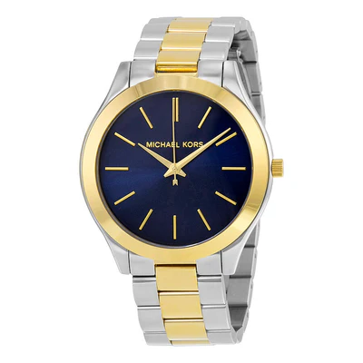 Slim runway blue dial two-tone ladies watch mk3479